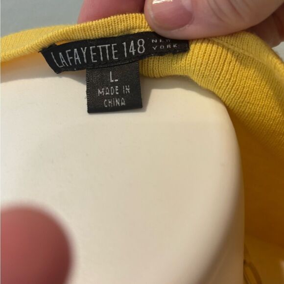 Lafayette 148 New York Sunny Yellow Knit Short Sleeve Sweater/Top - Picture 2 of 4